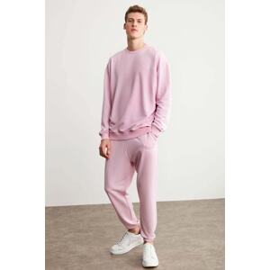 GRIMELANGE MARSHALL Men's Pink Basic Tracksuit Set with Embroidery Detail