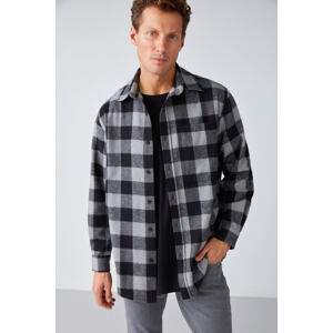 GRIMELANGE Cullen Men's Lumberjack Shirt Thick Textured Fleece Top And Soft Plaid Jacket Shir