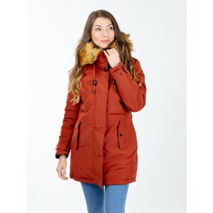 Women's double-sided winter parka GLANO - brick/black