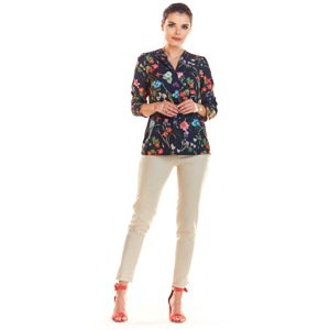 Infinite You Woman's Blouse M193 Navy Blue Flowers