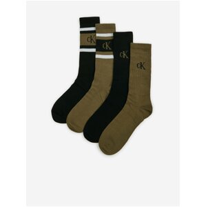Set of four pairs of men's socks in black and khaki Calvin Klein Und - Men's