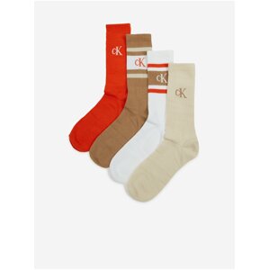 Calvin Klein Set of Four Pairs of Men's Socks in Orange, Brown, White and Beige Bar - Men's