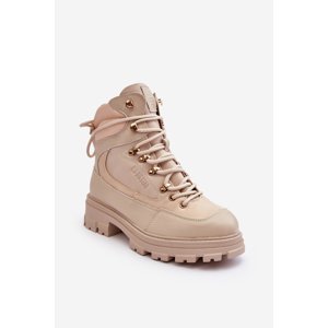 Women's Warm Lace-up Boots Light Beige Big Star