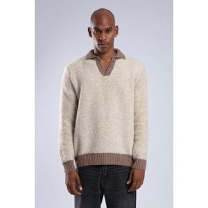 XHAN Beige Polo Collar Plush Sweater