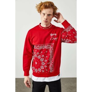 XHAN Ethnic Patterned Red Sweatshirt