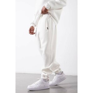 XHAN White Organic Cotton Raised Sweatpants