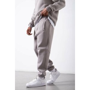 XHAN Gray Organic Cotton Raised Sweatpants