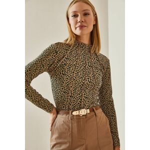 XHAN Green Stitching Detail Half Turtleneck Blouse