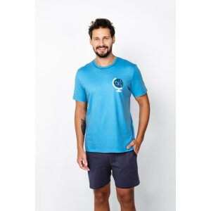 Men's Abril Pyjamas, Short Sleeves, Shorts - Blue/Navy Blue