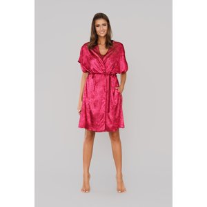 Women's dressing gown Impresja with short sleeves - burgundy