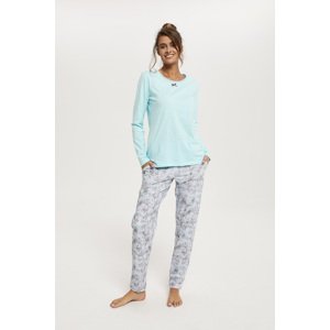 Women's pyjamas Ganika long sleeves, long legs - turquoise/print