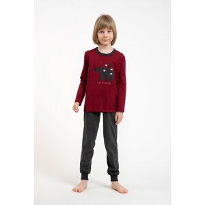 Boys' pyjamas Morten, long sleeves, long trousers - burgundy/dark melange