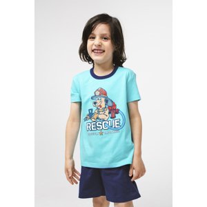 Boys' pyjamas Remek, short sleeves, short legs - turquoise/navy blue