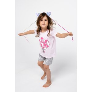 Girls' pyjamas Noelia, short sleeves, short legs - light pink/print