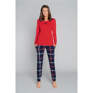 Izera women's pyjamas, long sleeves, long legs - red/print