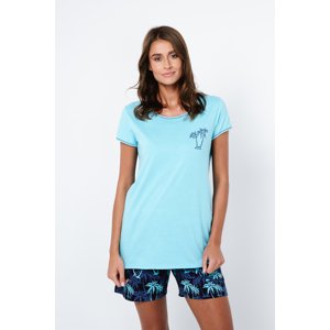 Women's pyjamas Paleros, short sleeves, short legs - turquoise/print