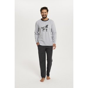 Men's pyjamas Tikal, long sleeves, long trousers - melange/graphite