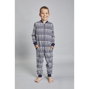 Alaska children's jumpsuit with long sleeves, long pants - navy blue print