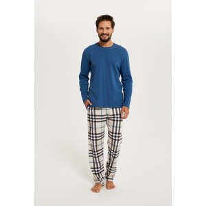 Men's pyjamas Gilbert, long sleeves, long pants - teal / print