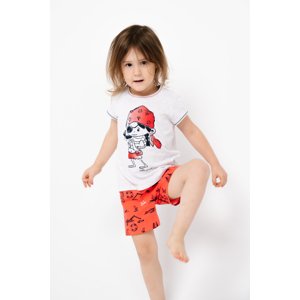 Girls' pyjamas Marina, short sleeves, shorts - light melange/red print