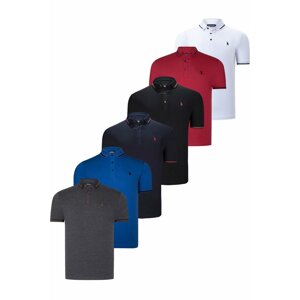 SET OF SIX T8586 DEWBERRY MEN'S T-SHIRT-BLACK-WHITE-NAVY-SAKS-ANTHRACITE-BURGUNDY