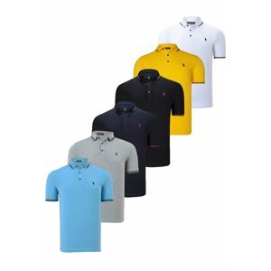 SET OF SIX T8586 DEWBERRY MEN'S T-SHIRT-BLACK-WHITE-NAVY-GREY-LIGHT BLUE-YELLOW