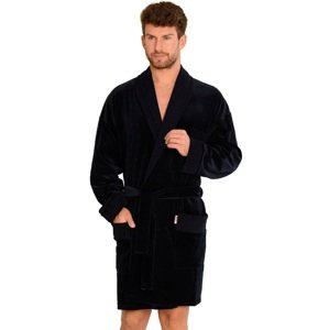 Bathrobe De Lafense 711 Velour M-2XL men's navy blue 042