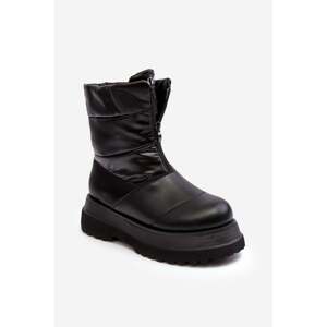 Women's snow boots with a thick sole with a zipper GOE black