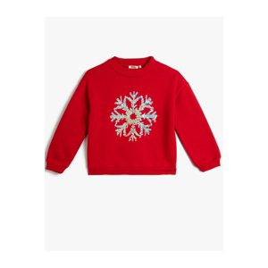 Koton Sweatshirt New Year's Themed Sequin Sequin Embroidered Raised