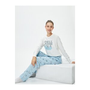 Koton Pajamas Set Snoopy Licensed Printed Long Sleeved Cotton