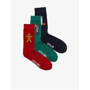 Jack & Jones Set of three pairs of men's socks in black, red and green Jack - Men's