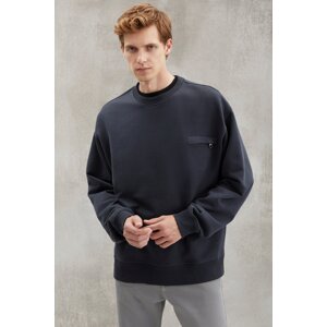 GRIMELANGE Casper Men's Zippered Pocket Round Neck Sweatshir