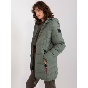 Khaki quilted winter jacket with hood SUBLEVEL