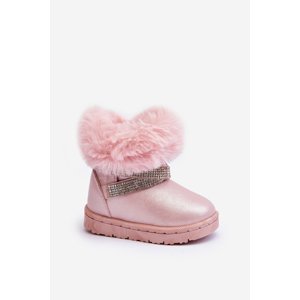 Pink Hollee children's snow boots with cubic zirconia
