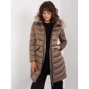 Brown quilted winter jacket