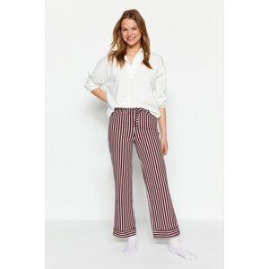 Trendyol Claret Red 100% Cotton Striped Knitted Pajama Bottoms