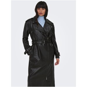 Women's black faux leather coat ONLY Freja - Women