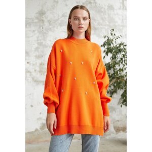 InStyle Beta Beaded Loose Sweater - Orange