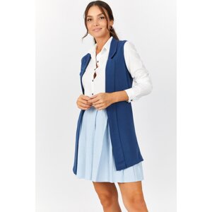 armonika Women's Indigo Collar Long Vest