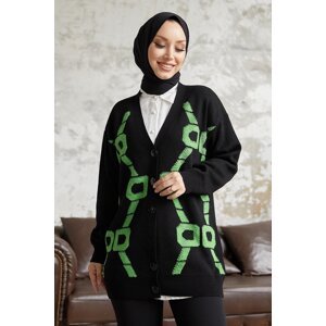 InStyle Lenora Patterned Knitwear Cardigan - Black