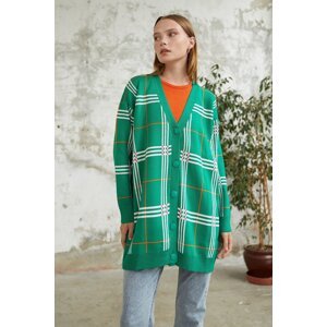 InStyle Meri Checked, Knitwear Patterned Cardigan - Green