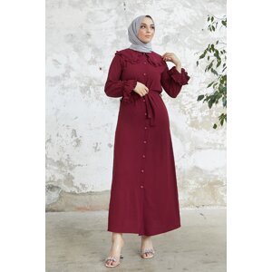 InStyle Alisa Evening Dress with Ruffle Collar, Claret Red - Claret Red