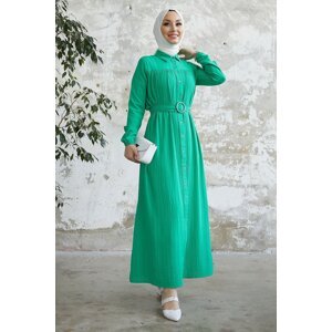 InStyle Lilya Textured Belted Dress - Green