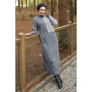 InStyle Amelya Crowbar Pattern Sweater Dress - Gray