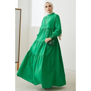 InStyle One Layer Detail Loose Hijab Dress- Green