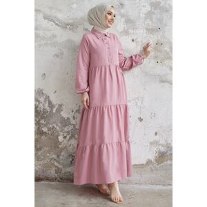 InStyle Albera Shirt Collar Dress with Buttons - Dried Rose