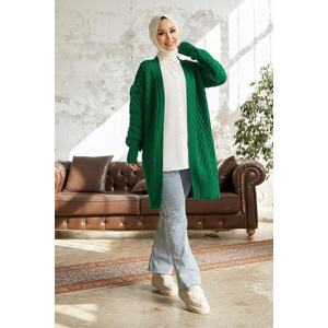 InStyle Evan Long Knitted Sweater Cardigan - Green