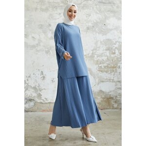 InStyle Mila Pleated Trousers Tunic Double Suit - Indigo