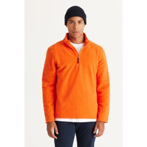 AC&Co / Altınyıldız Classics Men's Orange Anti-pilling Non-Pilling Standard Fit Stand-up Collar Cold-Proof Fleece Sweatshirt