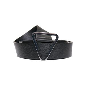 Triangular buckle belt made of synthetic leather, black